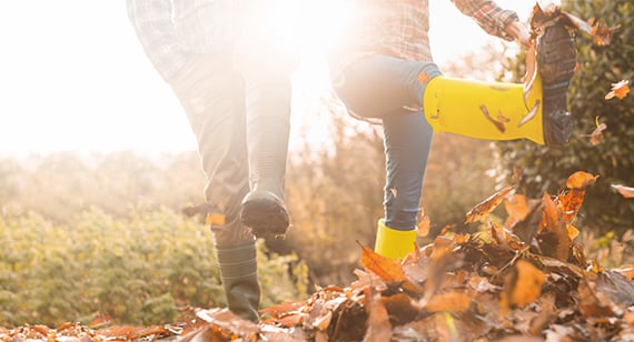 Kicking autumn leaves thumbnail