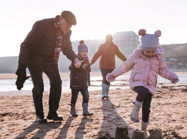 Family on beach